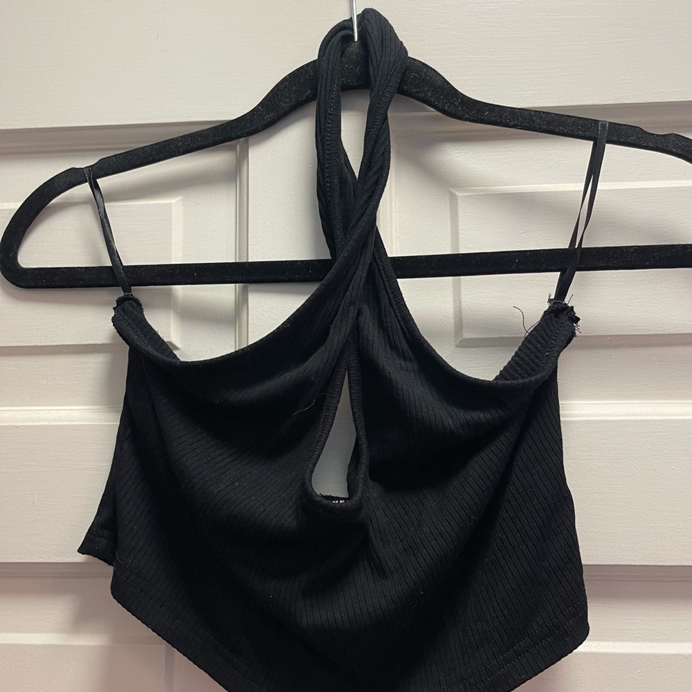 Cross halter neck crop top